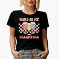 thumbnail image 1 of Funny Wine Is My Valentine, Retro Valentine's Day Gift, Black T-Shirt, Small, 1 of 5