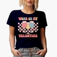 thumbnail image 1 of Funny Wine Is My Valentine, Retro Valentine's Day Gift, Navy Blue T-Shirt, Large, 1 of 5