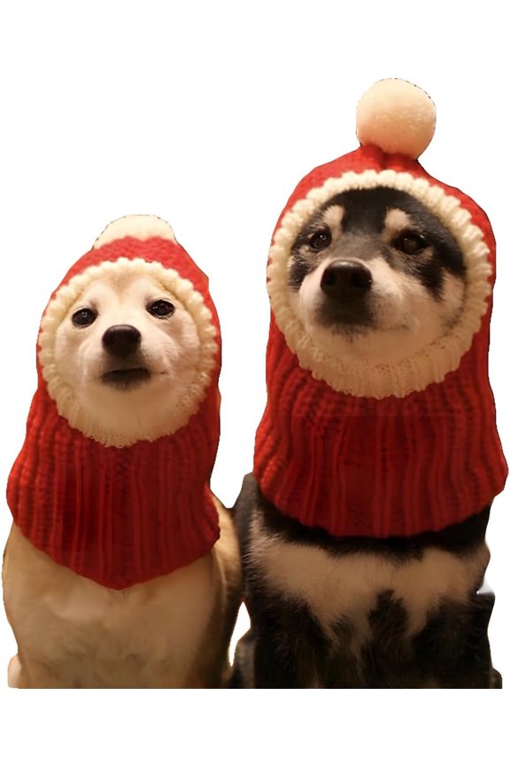 Funny Winter & Beanies Cap with Pompon, Red, Medium, , /, Christmas, Solid, Not Water Resistant, Unisex, Pull , Winter, Pet Hats, Hat