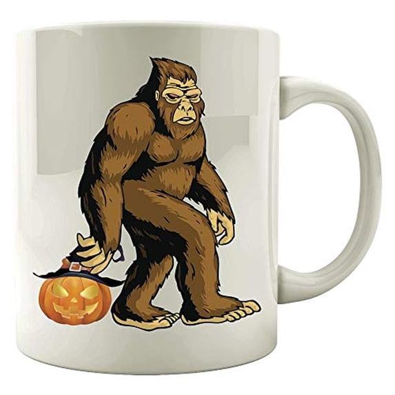 Bigfoot Humor 11 oz Coffee Mug - Fun Winter Pumpkin Design White Ceramic Gift