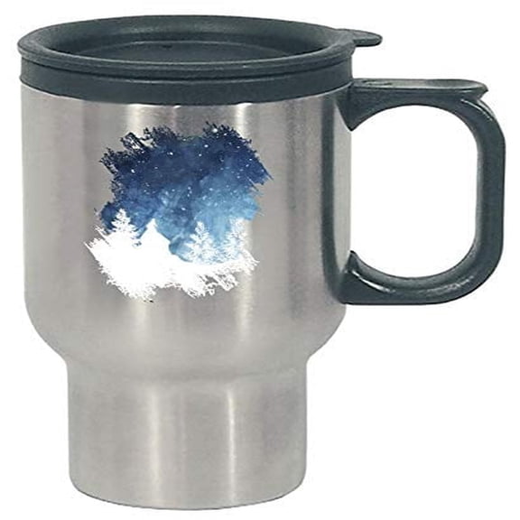 Funny Winter Travel Mug - Stainless Steel with Snowy Night Sky Design