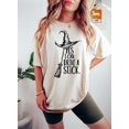 thumbnail image 1 of Funny Witch Broom Comfort Colors T-Shirt – "Yes I Can Drive a Stick" Halloween Shirt, 1 of 4