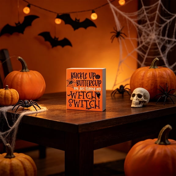 Funny Witch Quote PVC Square Block Sign,Halloween Tabletop Mantel Tiered Tray Desk Decor,Spooky Rustic Farmhouse Ornament for Fall Display,4"x4"