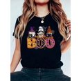 thumbnail image 1 of Funny Witch Spiders Pumpkins Gnome Happy Halloween Graphic T-Shirt, Halloween Outfit Tops For Women, 1 of 6