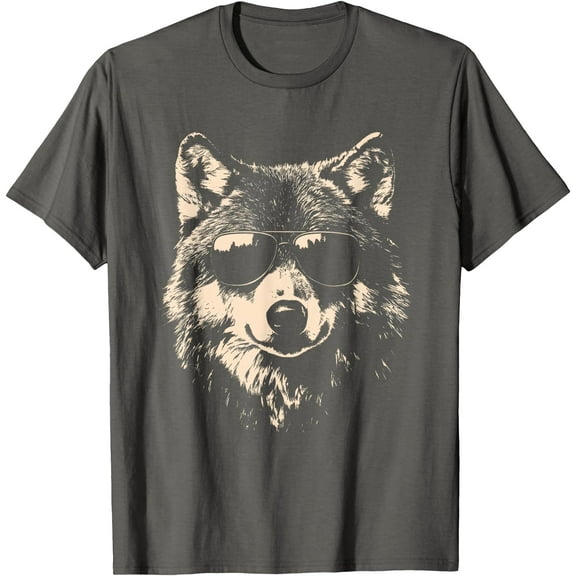 Funny Wolf Cool Rock and Roll Graphic Unisex T-Shirt for Men Women Kids Toddler,Charcoal Color,Size 5/6