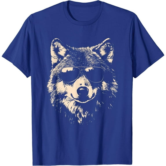 Funny Wolf Cool Rock and Roll Graphic Unisex T-Shirt for Men Women Kids Toddler,Royal Blue Color,Size L