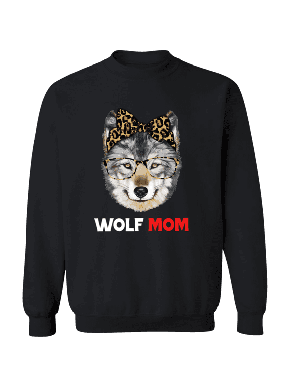 Funny Wolf Mom Cute Women Crewneck Pullover Sweatshirt