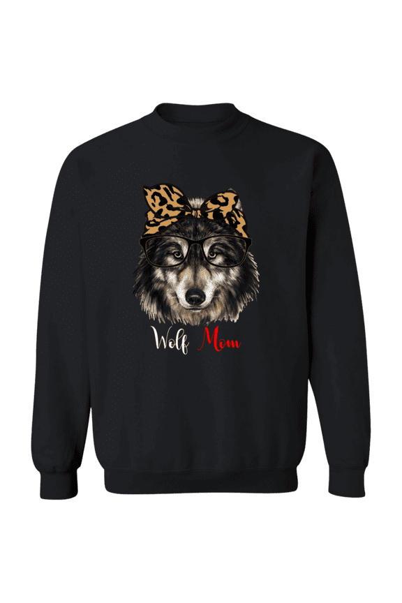 Funny Wolf Mom Leopard Bandana Lovers Women Crewneck Pullover Sweatshirt