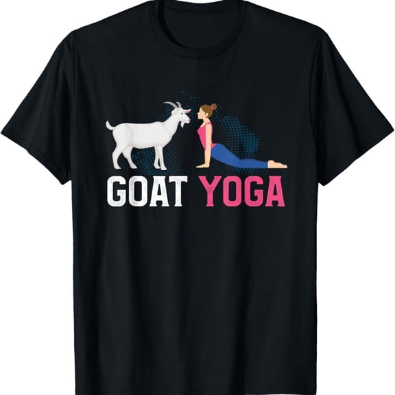 Funny Woman Facing Goat Upward Dog Pose Yoga Yogi Asana T-Shirt