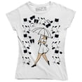 thumbnail image 1 of Funny Woman Walking With Umbrella Percussion Instruments Rain T-Shirt, 1 of 4