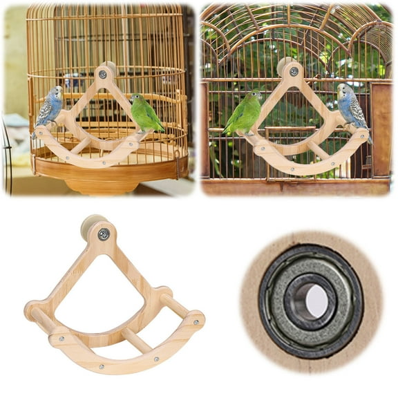 Funny Wooden Running Wheel Exercise Toy for Parrots and Birds Interactive Sports Swing Stand for Sitters and Rotations