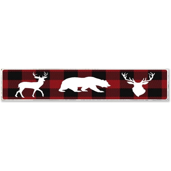 Funny Wooden Sign Buffalo Plaid Plaque Painted Wood Sign for Home Decor Country Kitchen Living Dining Room Bedroom Art Wall Door shop Bars Clubs Cafes Plaque Wood Sign 4x16 Inches