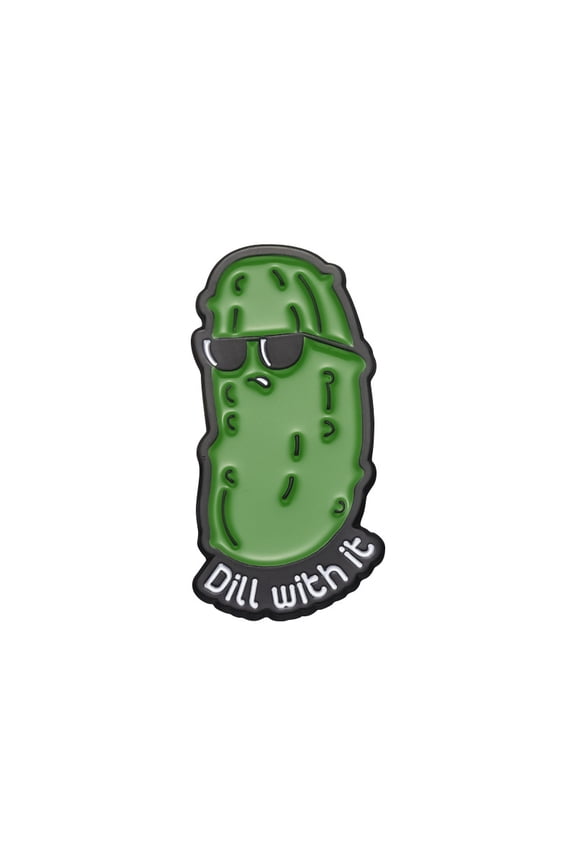Funny Word Dill with It Enamel Pins Alloy Brooches for Backpack Clothes Cucumber 29x14mm