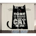 thumbnail image 1 of Ambesonne Funny Words Curtains 2 Panel Set, Black Cat Stained, 108" x 108", Black and Beige, 1 of 3