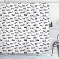 thumbnail image 1 of Funny Words Shower Curtain, Blah Blah Words in Hand Written Style Nonsense Expression Discussion Theme, Fabric Bathroom Set with Hooks, 69W X 75L Inches Long, Black and White, by Ambesonne, 1 of 3
