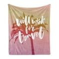 thumbnail image 1 of Funny Words Soft Flannel Fleece Blanket, Dreamy Background with Tropical Palm Tree and Lettering Summer Travel Adventure, Cozy Plush for Indoor and Outdoor Use, 70" x 90", Multicolor, by Ambesonne, 1 of 5