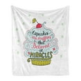 thumbnail image 1 of Funny Words Soft Flannel Fleece Throw Blanket, Cupcake Motif with Cherry on Top Believe in Miracles Phrase Bakery Theme, Cozy Plush for Indoor and Outdoor Use, 60" x 80", Multicolor, by Ambesonne, 1 of 5