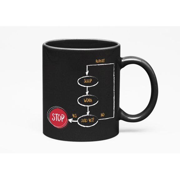 Funny Workaholic Sayings, Black 11oz Ceramic Mug