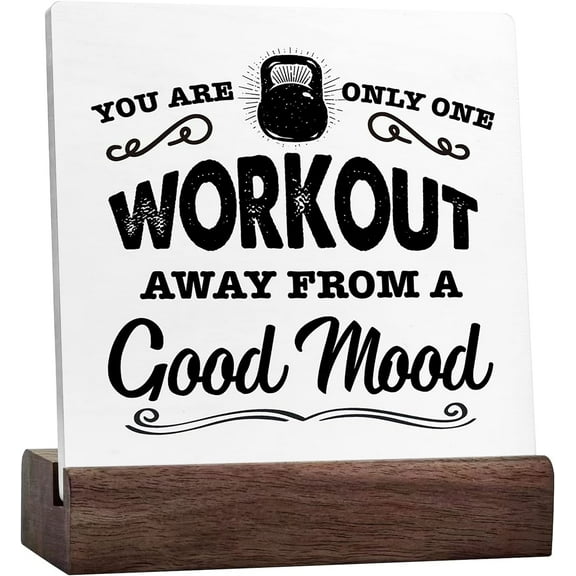 Funny Workout Signs,Motivation Gym Signs,Gym Sign,Fitness Desk Decor,Gym Lover Gifts,You Are Only One Workout Away From A Good Mood Ceramic Table Sign Desk Decor