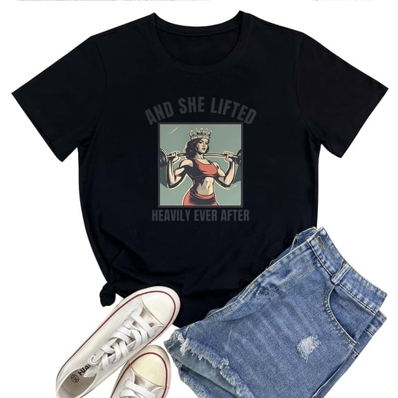 Funny Workout T-Shirt for Women – Oversized Gym Tee, Weightlifting Graphic Baggy Top, Fitness Gift for Gym Lovers