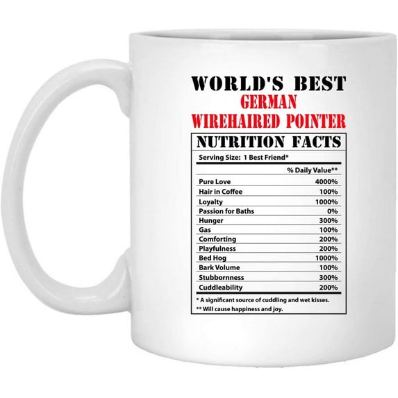 Funny World's Best German Wirehaired Pointer Nutritional Facts Coffee Mug Dogs Lovers Birthday Gifts 2022 Christmas Nutrition Cup Ceramic White 11oz