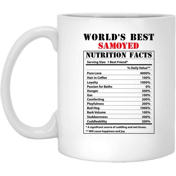 Funny World's Best Samoyed Nutritional Facts Coffee Mug Dogs Lovers Birthday Gifts 2022 Christmas Nutrition Cup Ceramic White 11oz