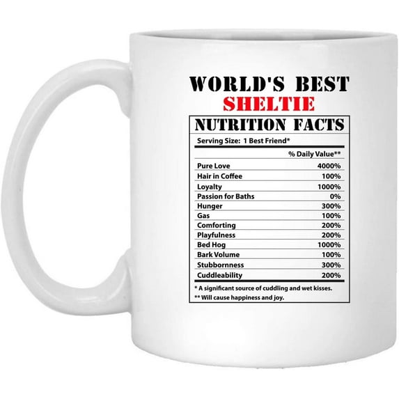 Funny World's Best Sheltie Nutritional Facts Coffee Mug Dogs Lovers Birthday Gifts 2022 Christmas Nutrition Cup Ceramic White 11oz