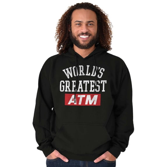 Funny Worlds Greatest ATM Dad Joke Men's Big & Tall Graphic Hoodie Brisco Brands 2X