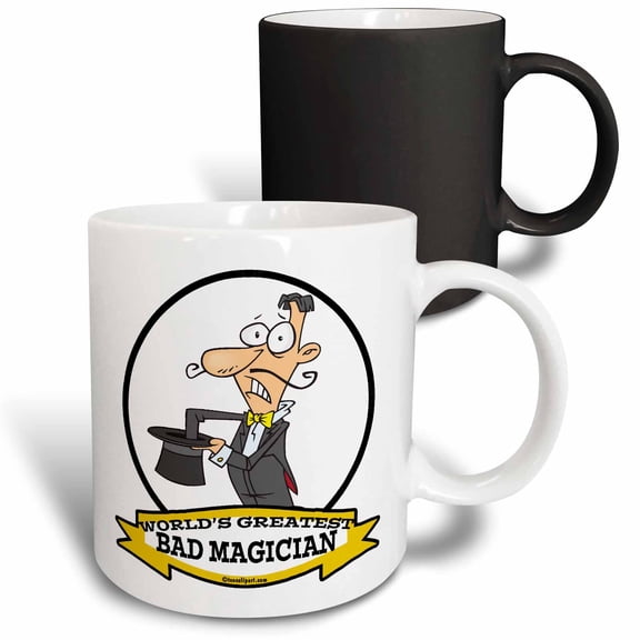 3drose, Funny Worlds Greatest Bad Magician Cartoon, 11oz Magic Transforming Mug