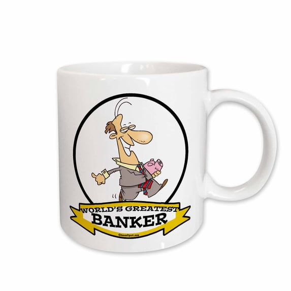 3drose, Funny Worlds Greatest Banker Male Occupation Job Cartoon, 15oz Mug