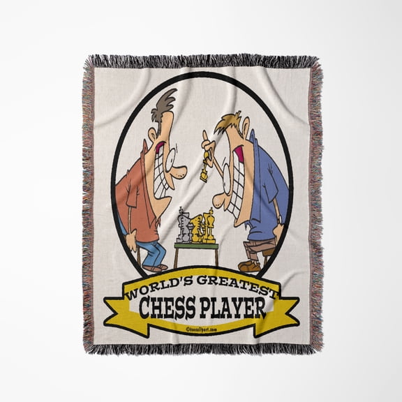 Funny Worlds Greatest Chess Player Cartoon, Woven Blanket