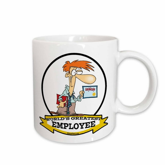 3drose, Funny Worlds Greatest Employee Men Cartoon, 11oz Mug