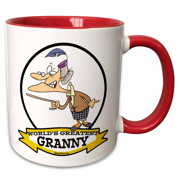 3drose, Funny Worlds Greatest Granny Ii Cartoon, 11oz Two-tone Red Mug