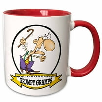 3drose, Funny Worlds Greatest Grumpy Gramps Cartoon, 11oz Two-tone Red Mug