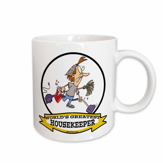 3drose, Funny Worlds Greatest Housekeeper Cartoon, 11oz Mug