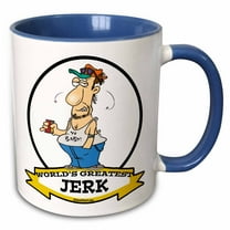 3drose, Funny Worlds Greatest Jerk Cartoon, 11oz Two-tone Blue Mug