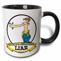 3drose, Funny Worlds Greatest Liar Male Cartoon, 11oz Two-tone Black Mug