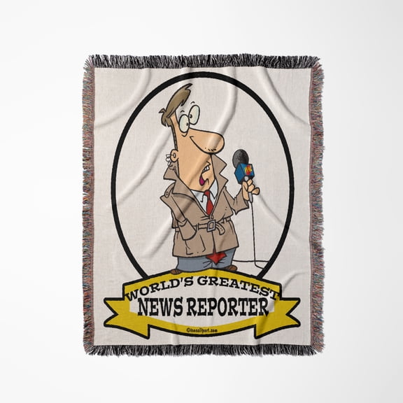 Funny Worlds Greatest News Reporter Ii Occupation Job Cartoon, Woven Blanket