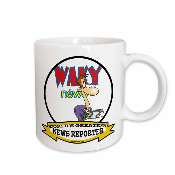 3drose, Funny Worlds Greatest News Reporter Occupation Job Cartoon, 11oz Mug