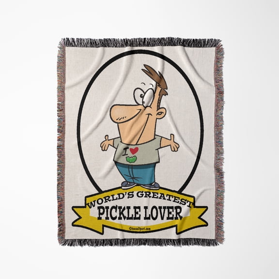 Funny Worlds Greatest Pickle Lover Cartoon, Woven Blanket
