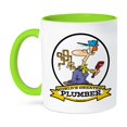 thumbnail image 1 of 3dRose, Funny Worlds Greatest Plumber II Occupation Job Cartoon, 11oz Two-Tone Green Mug, 1 of 3