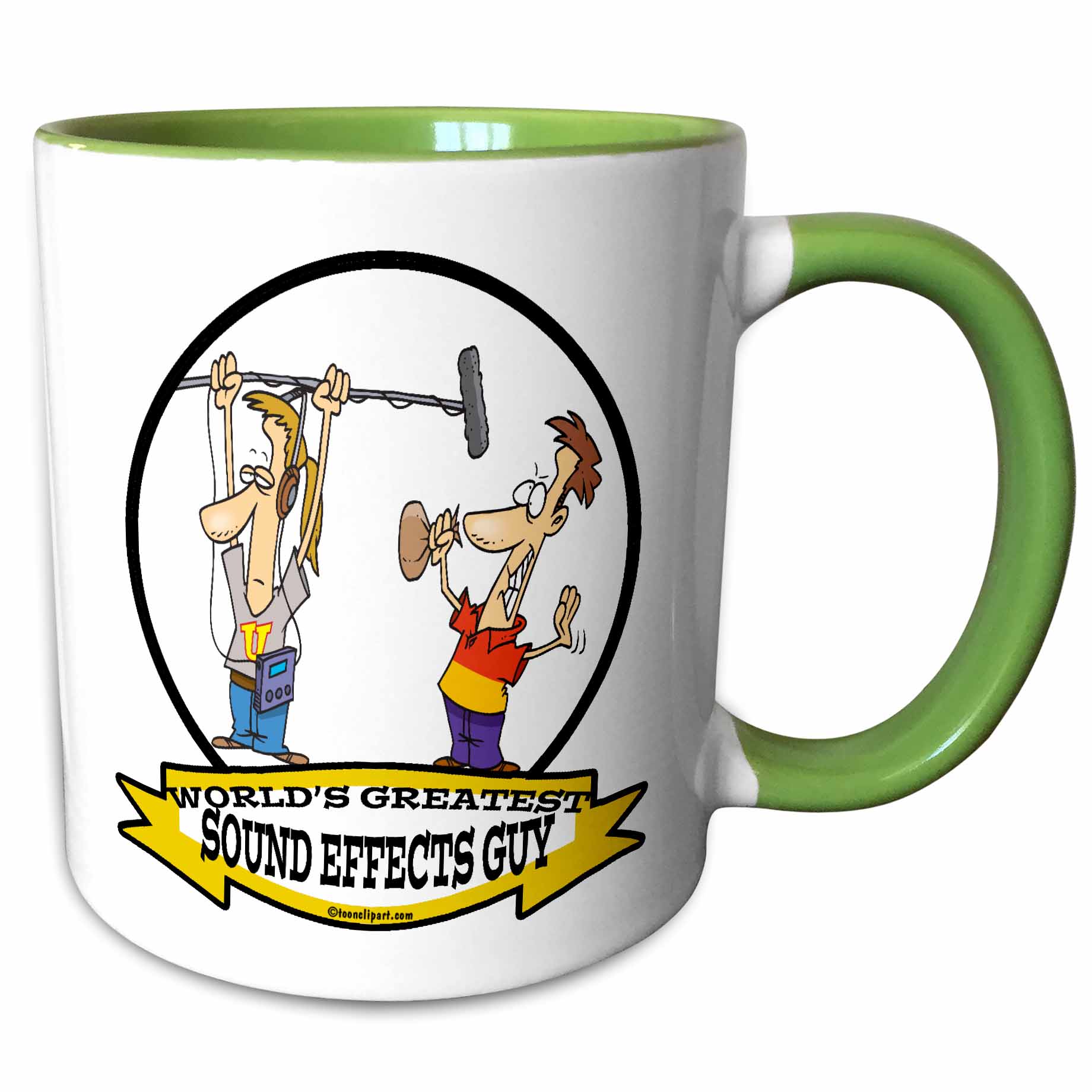 Funny Worlds Greatest Sound Effects Guy Cartoon 15oz TwoTone Green Mug