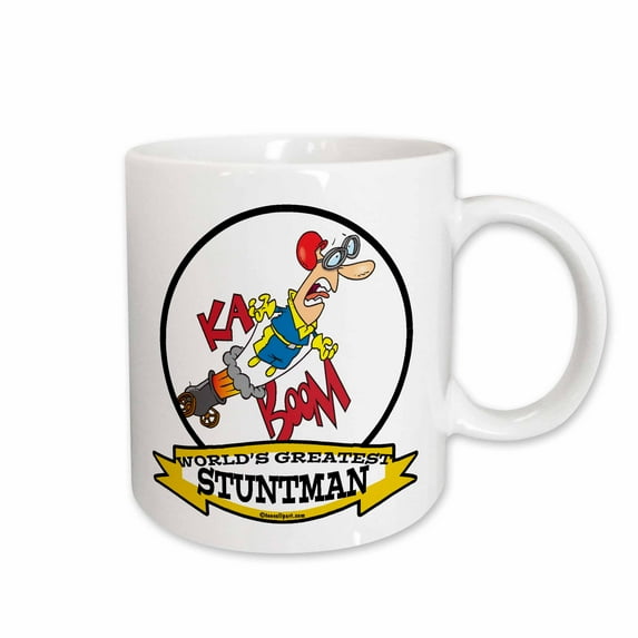 3drose, Funny Worlds Greatest Stuntman Cartoon, 11oz Mug