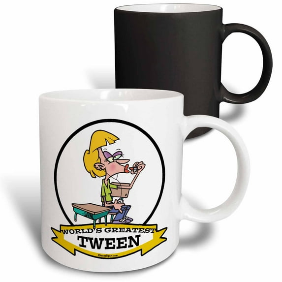 3drose, Funny Worlds Greatest Tween Girl Cartoon, 11oz Magic Transforming Mug