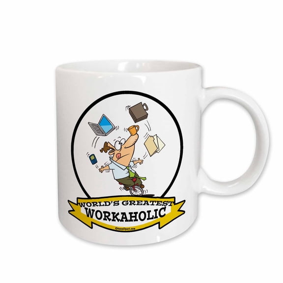 3drose, Funny Worlds Greatest Workaholic Men Cartoon, 11oz Mug
