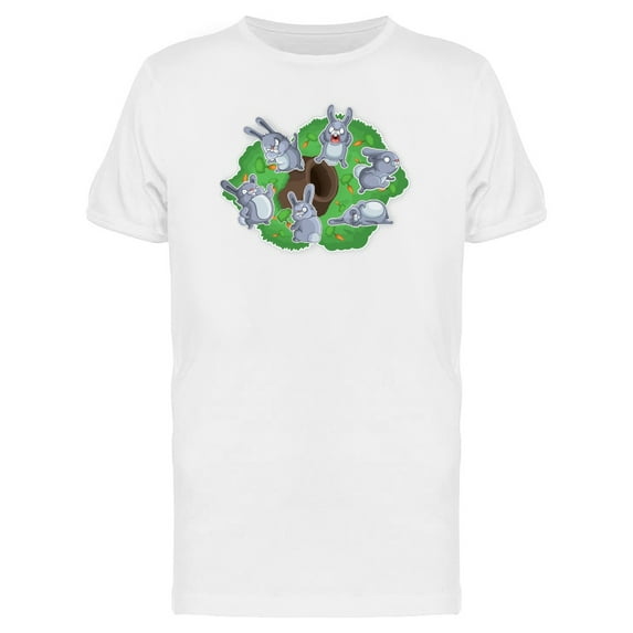 Funny Worried Rabbits Cartoon T-Shirt Men -Image by Shutterstock, Male 3X-Large