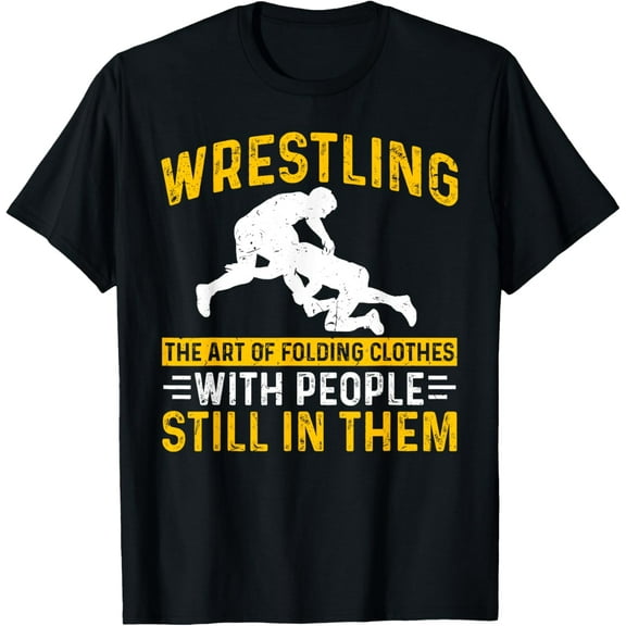 Funny Wrestling Art Of Folding Clothes With People In Them T-Shirt