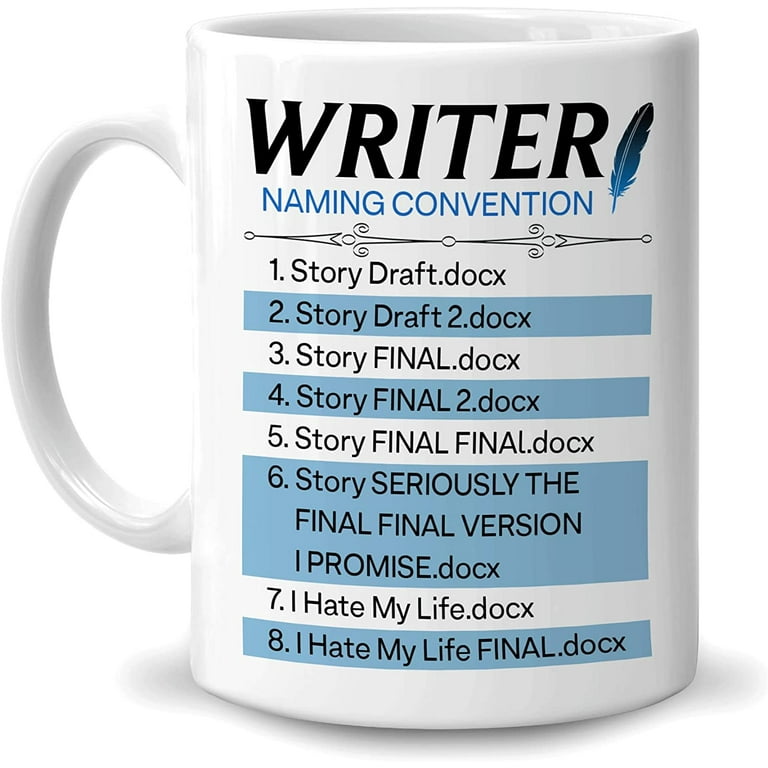 Funny Writer Gifts for Writer Author - Christmas Birthday - I Make Stuff Up Typewriter 11oz White Ceramic Coffee Tea Mug for Men Women Journalist