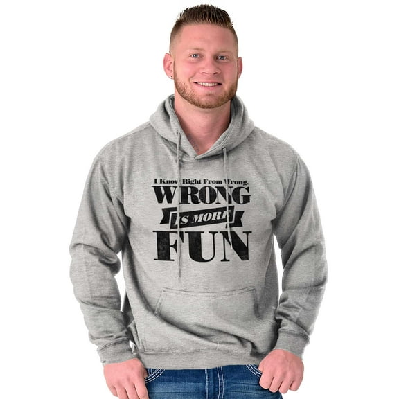 Funny Wrong is More Fun Attitude Joke Unisex Plus Fleece Graphic Hoodie Brisco Brands 3X