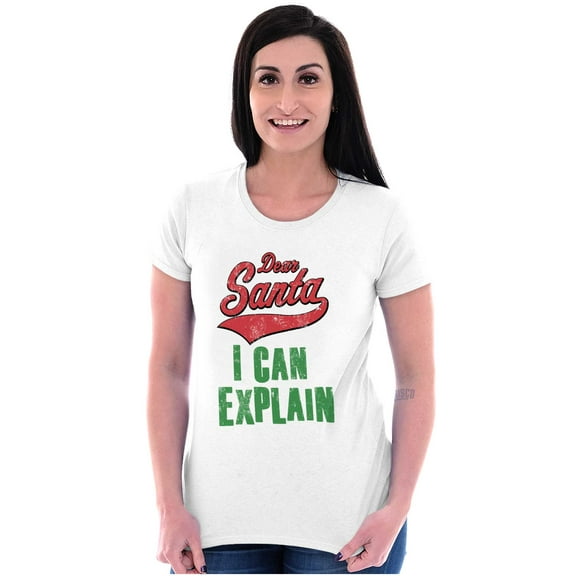 Funny Xmas Dear Santa I Can Explain Womens Slim Fit Graphic Tee Brisco Brands S